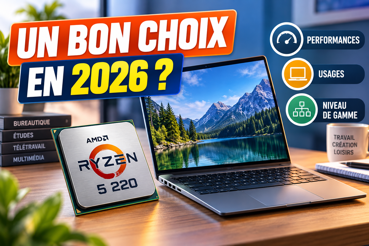 AMD Ryzen 5 220 : performances, usages et niveau de gamme sur PC portable en 2026