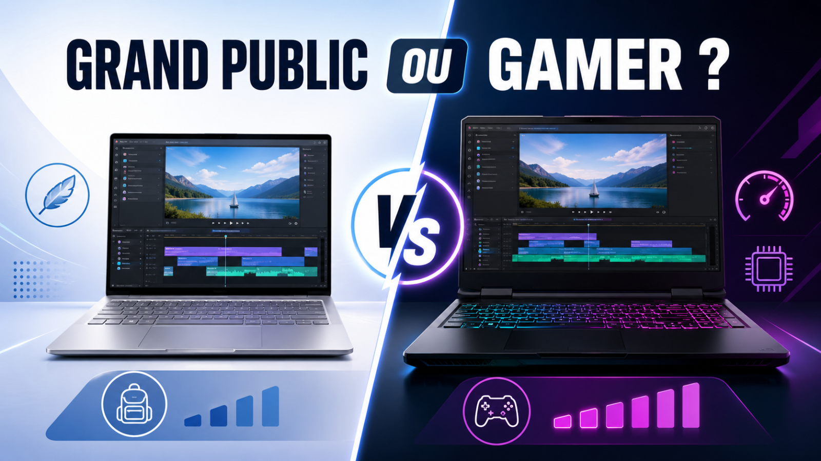 Grand public ou gamer pour du montage vidéo léger : lequel a le plus de sens ?