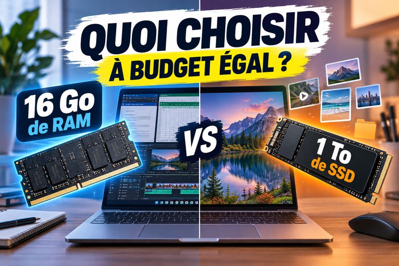 16 Go de RAM ou 1 To de SSD : quelle amélioration prioriser à budget égal sur un PC portable ?