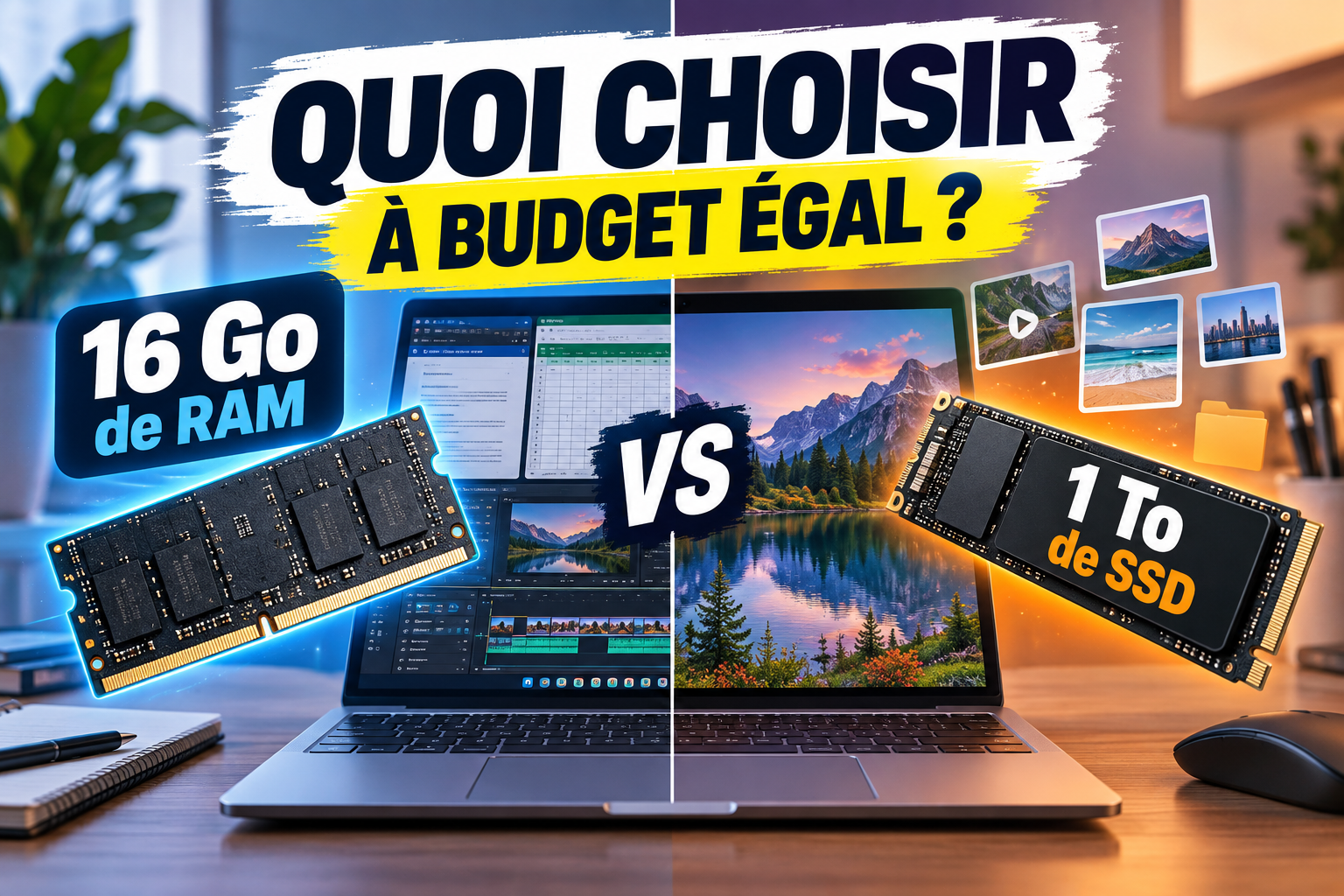 16 Go de RAM ou 1 To de SSD : quelle amélioration prioriser à budget égal sur un PC portable ?