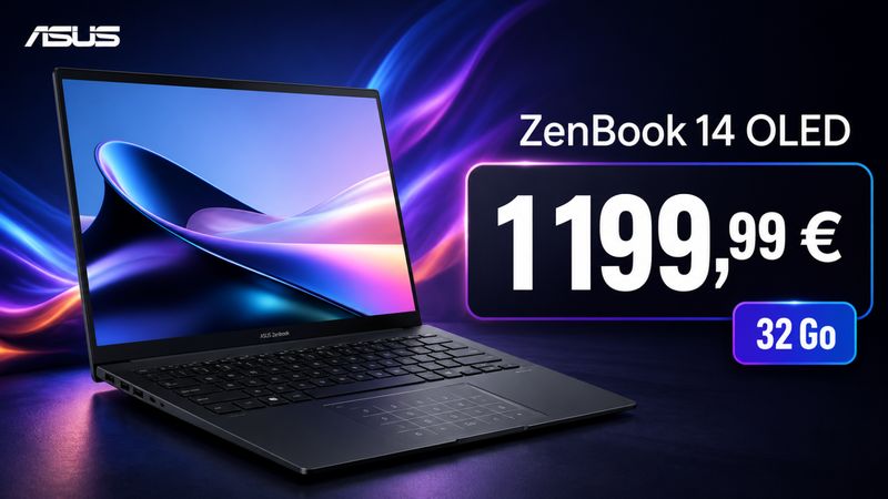 L’Asus ZenBook 14 OLED avec 32 Go de RAM passe à 1 199,99 €
