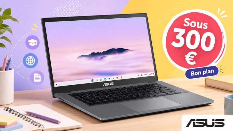L’Asus Chromebook Plus CX3402CVA-MW0512 passe sous les 300 € : un 14 pouces tactile très tentant pour les cours, le web et la bureautique