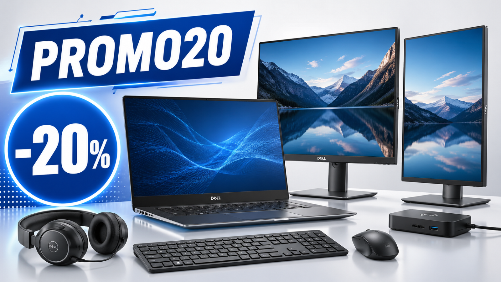 Dell PROMO20 : 20 % de remise sur certains écrans et accessoires avec l’achat d’un ordinateur