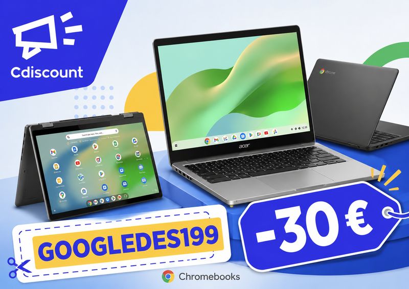 Cdiscount GOOGLEDES199 : 30 € de remise sur plusieurs Chromebooks dès 199 € d’achat