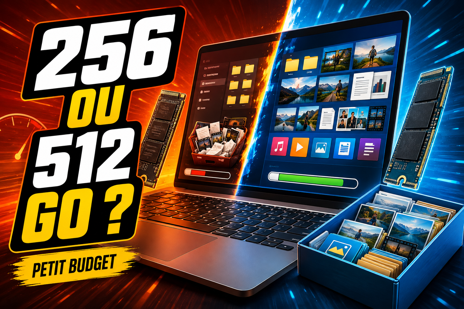 SSD 256 Go ou 512 Go : lequel est le meilleur compromis sur un PC portable à petit budget ?