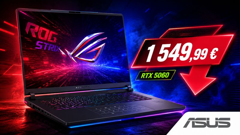 Le Asus ROG Strix G16 RTX 5060 chute à 1 549,99 € : une vraie baisse pour un portable gamer 2025