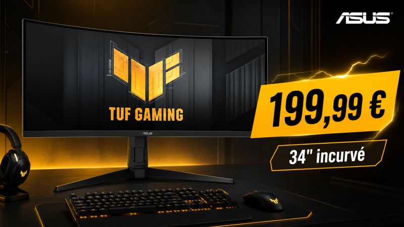 L’Asus TUF VG34VQEL1A passe à 199,99 € : un grand écran 34 pouces UWQHD incurvé à prix très agressif