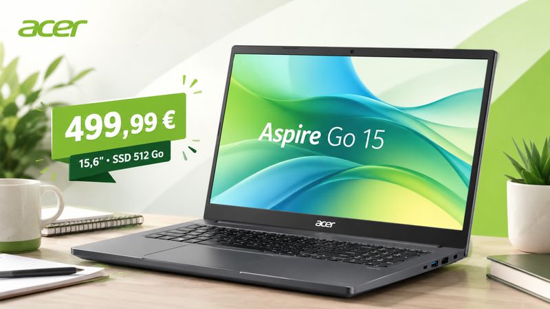 Acer Aspire Go 15 : un PC portable 15,6 pouces avec Core 5 et SSD 512 Go à 499,99 €