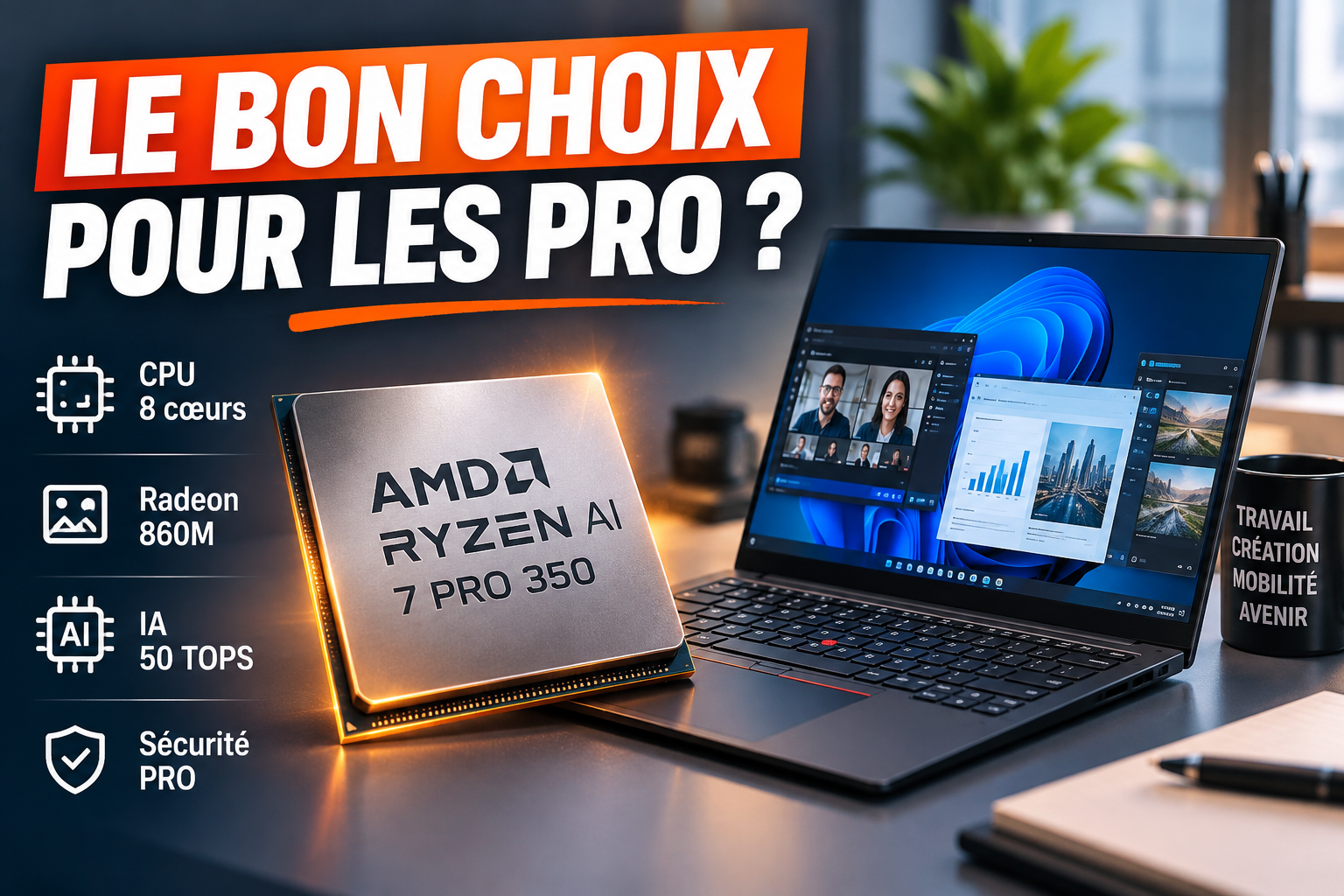 AMD Ryzen AI 7 PRO 350 : que vaut ce processeur pour un PC portable professionnel en 2026 ?
