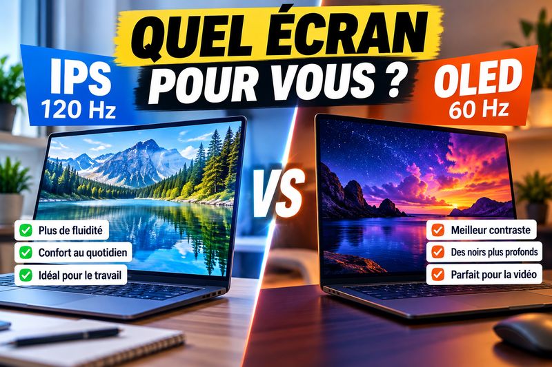 Écran IPS 120 Hz ou OLED 60 Hz : quel choix améliore le plus un portable grand public ?