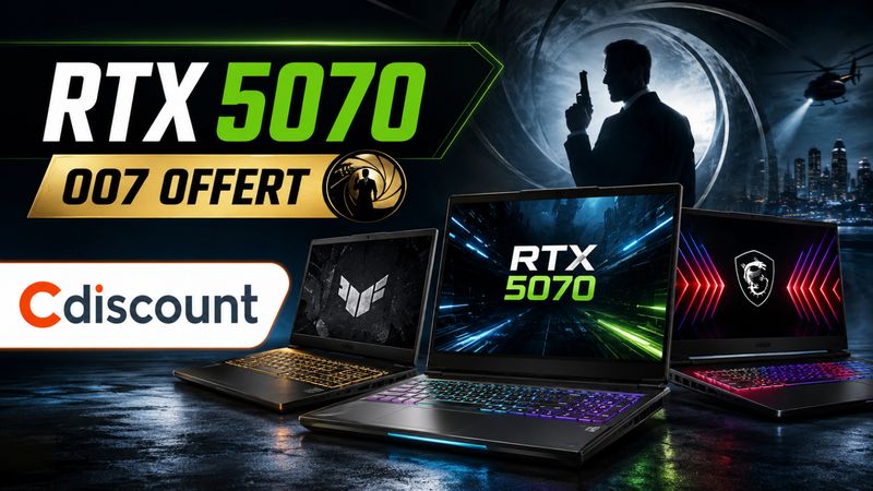 PC portables RTX 5070 chez Cdiscount : le jeu 007 First Light offert sur plusieurs configurations gamer