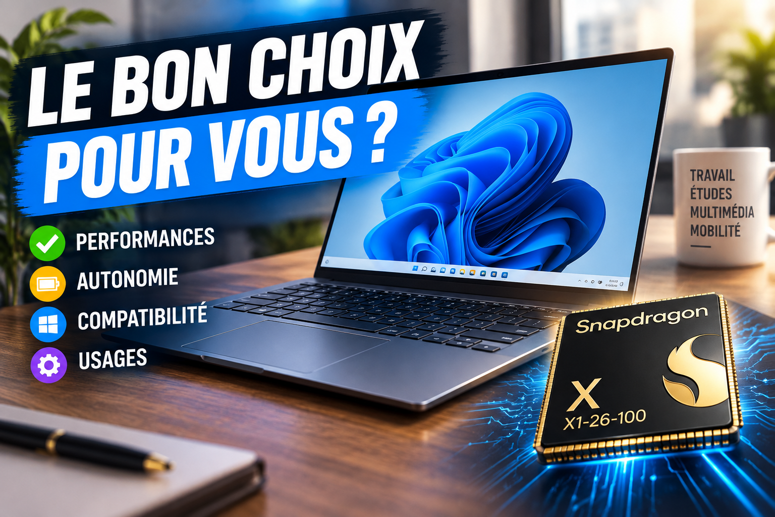 Qualcomm Snapdragon X X1-26-100 : performances, autonomie et compatibilité Windows, que vaut cette puce ARM ?