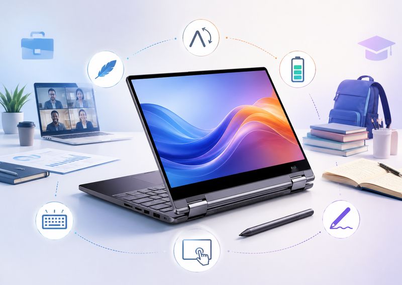 PC portable hybride 2-en-1 : que vérifier avant de l’acheter pour le travail ou les études ?