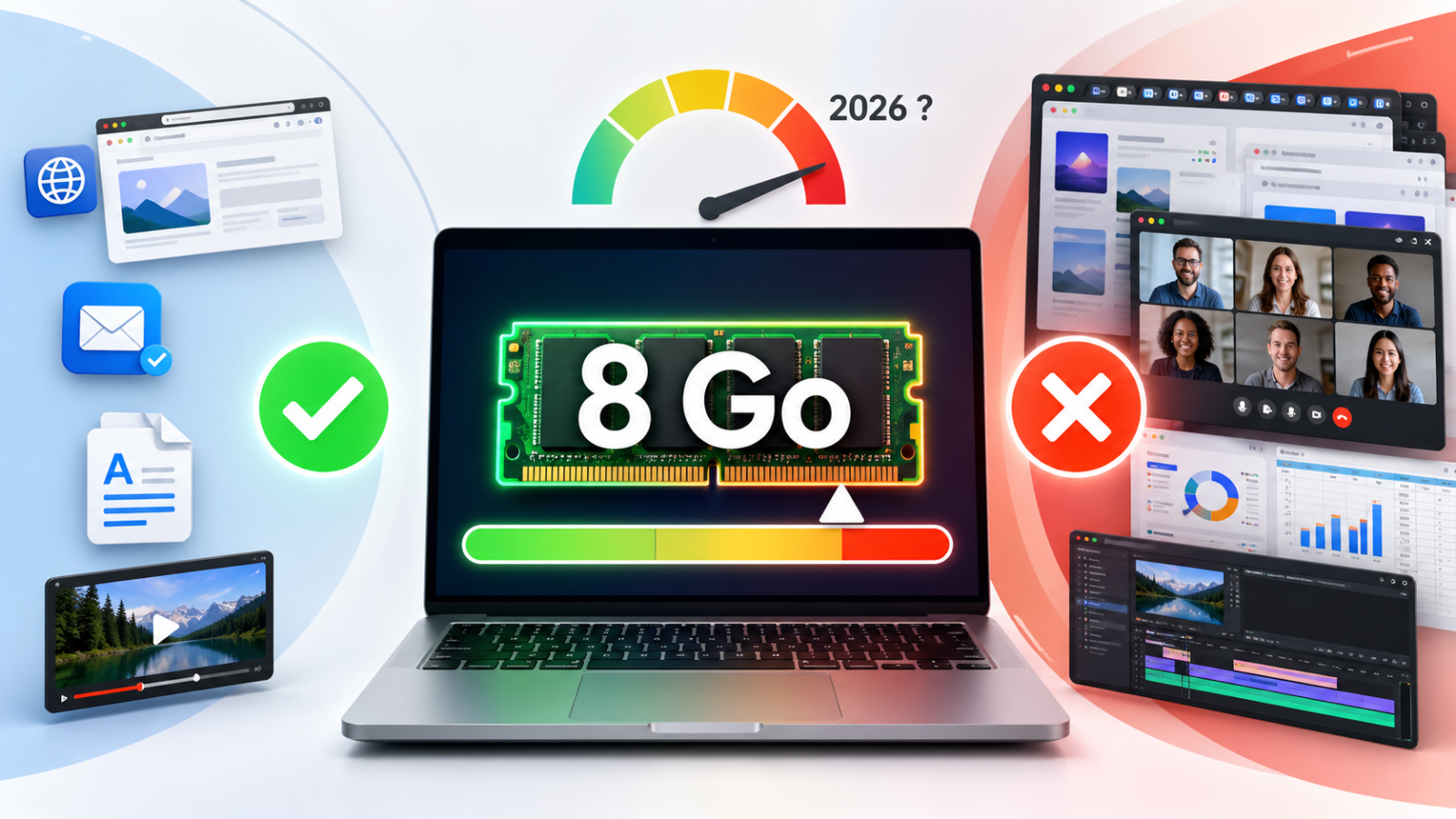 8 Go suffisent-ils encore sur un PC portable grand public en 2026 ?