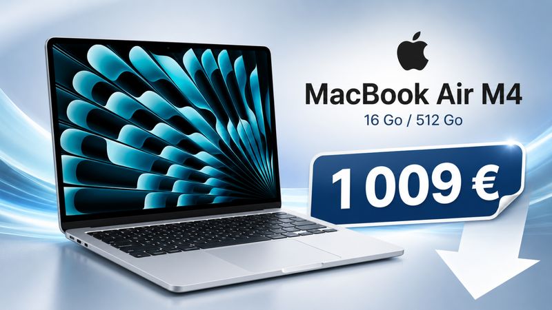Le MacBook Air M4 13 pouces en version 16 Go / 512 Go tombe à 1 009 €