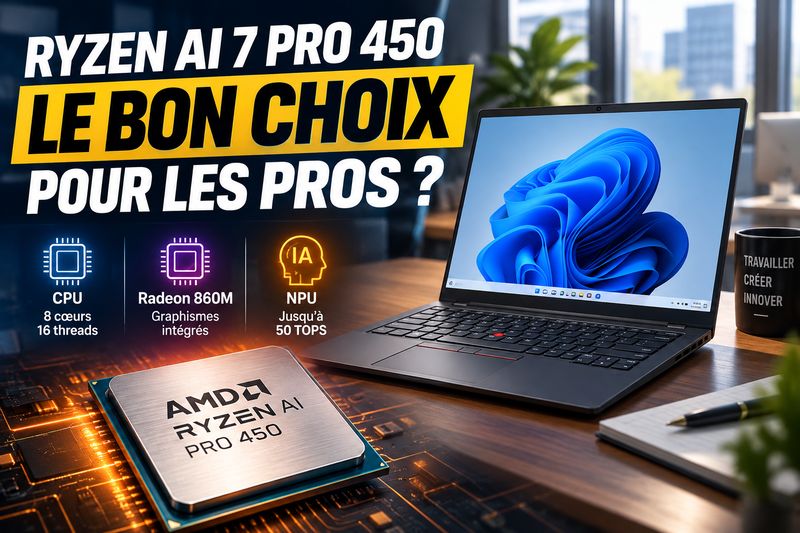 AMD Ryzen AI 7 PRO 450 : que vaut ce processeur pour un PC portable professionnel en 2026 ?