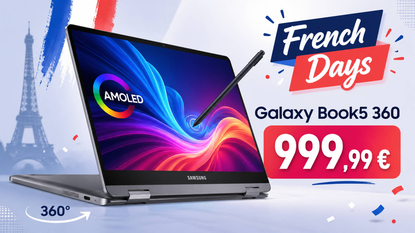 French Days : le Samsung Galaxy Book5 360 passe à 999,99 €, un prix très intéressant pour ce PC AMOLED tactile