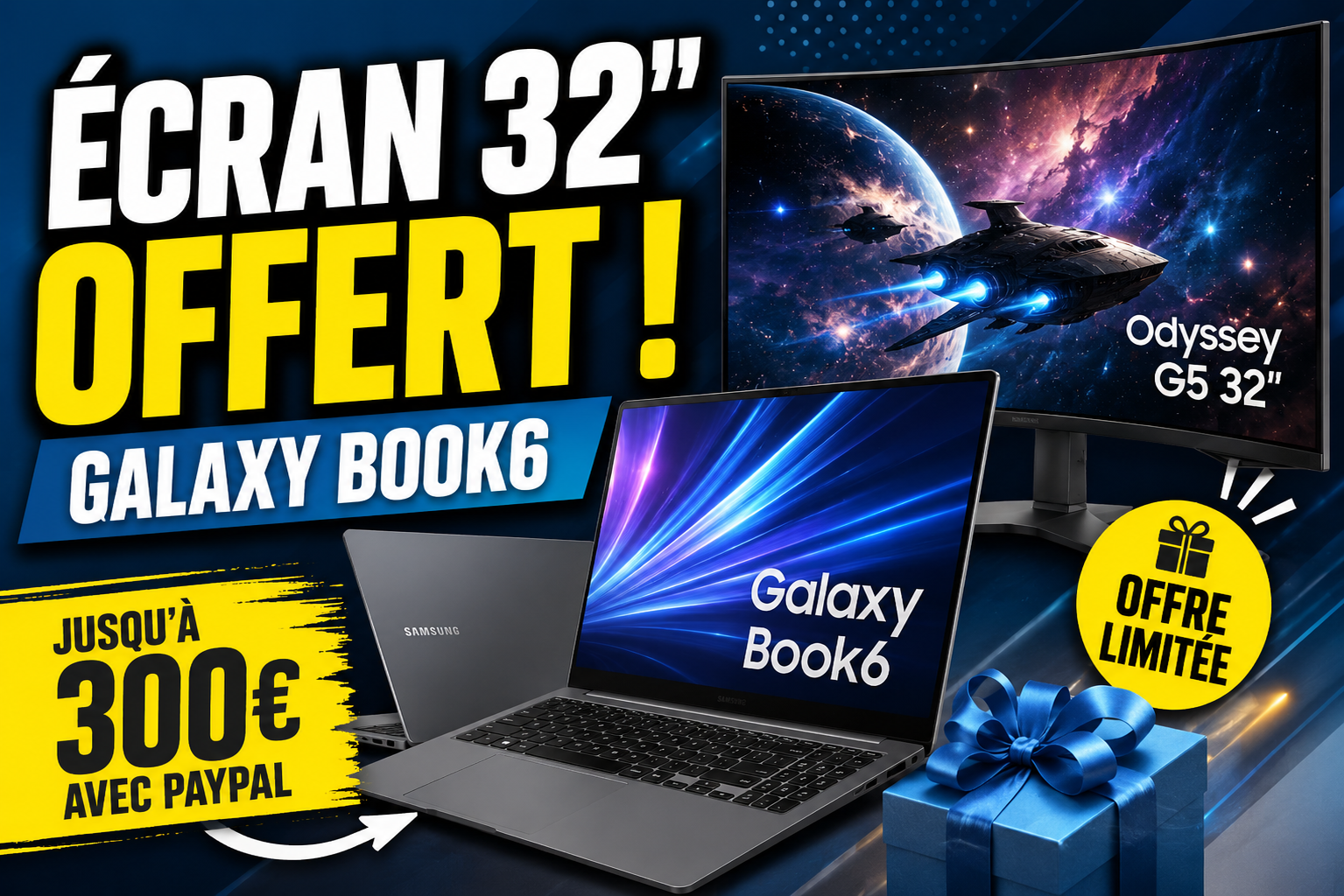 Galaxy Book6 : écran Odyssey 32" offert et jusqu’à 300 € de remise, les offres à connaître