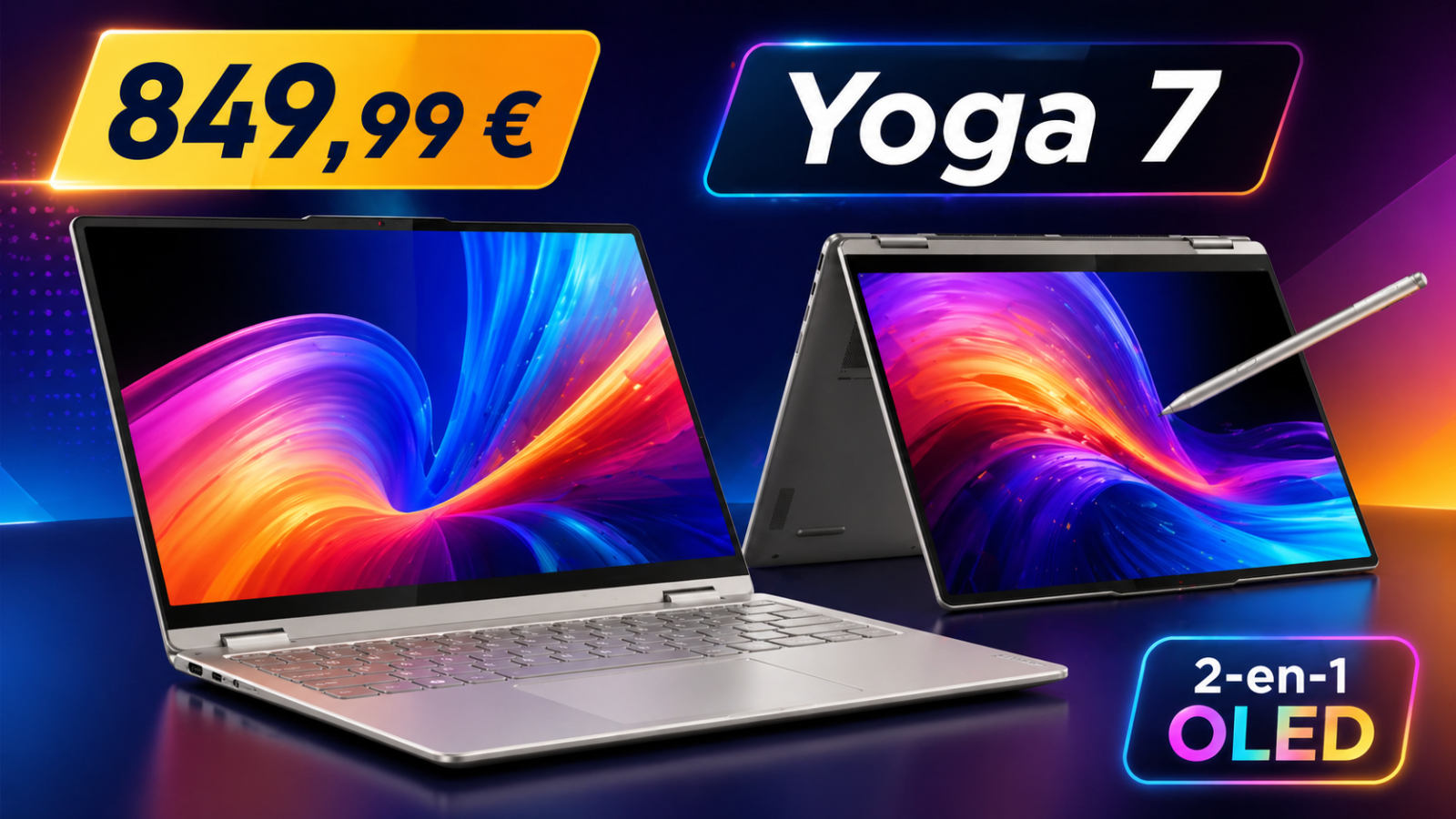 Lenovo Yoga 7 2-en-1 à 849,99 € : le grand convertible OLED passe sous les 900 €