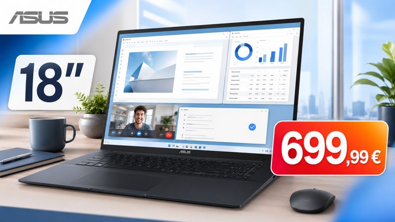Ce grand PC portable Asus VivoBook 18 passe à 699,99 € : une offre solide pour travailler sur très grand écran