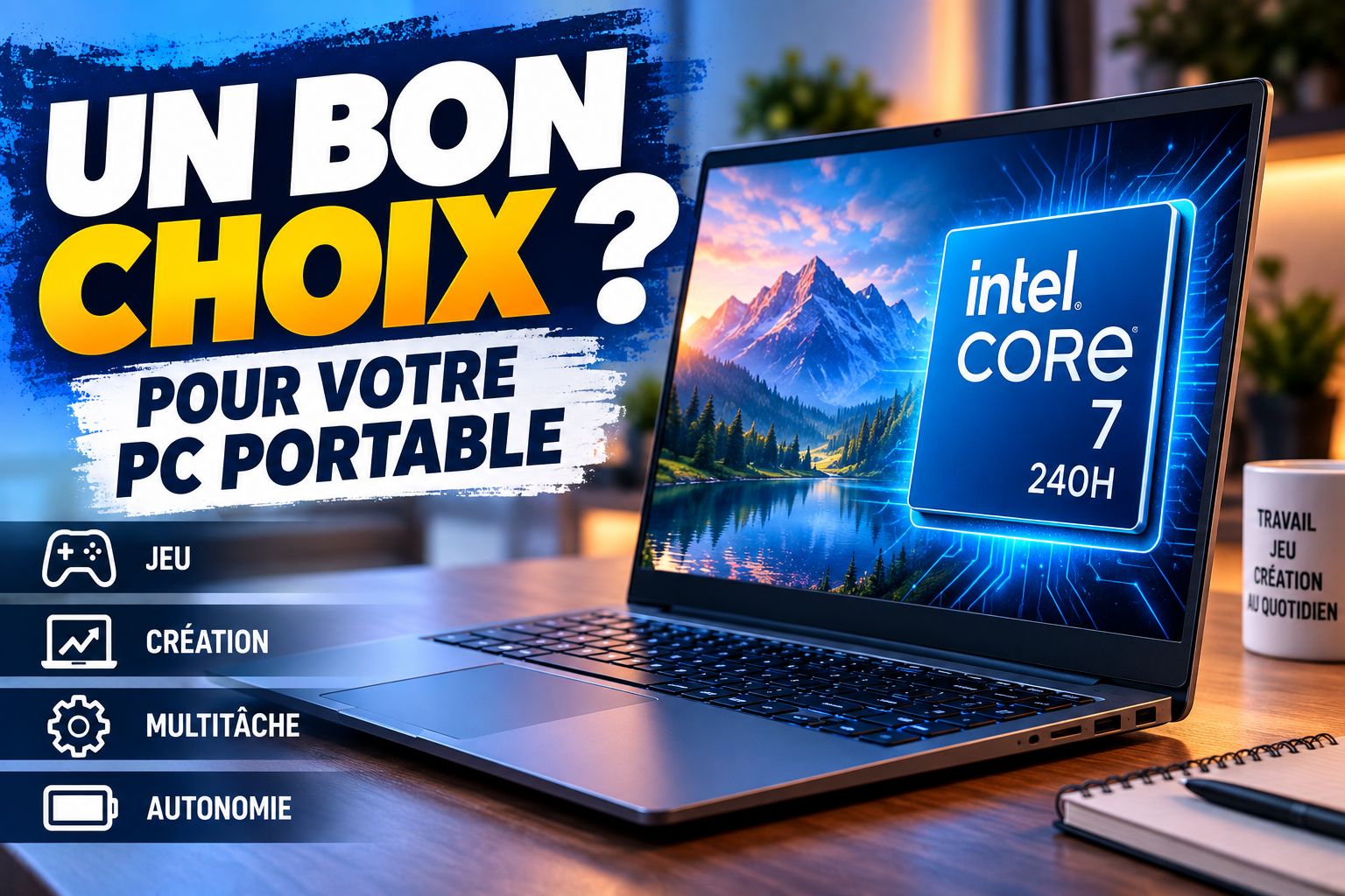 Intel Core 7 240H : performances, consommation et usages sur PC portable en 2026