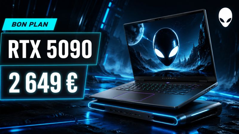 Alienware 16 Area-51 avec RTX 5090 : le portable gaming très haut de gamme chute à 2 649 €