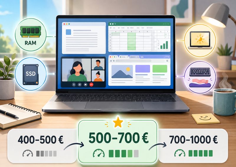 Bureautique et multitâche léger : quel budget prévoir pour un PC portable vraiment agréable ?