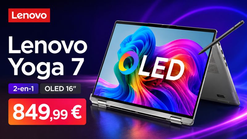 Le Lenovo Yoga 7 2-en-1 16 pouces OLED tombe à 849,99 € : un convertible premium au prix d’un bon PC classique