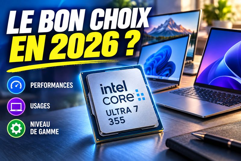 Intel Core Ultra 7 355 : performances, usages et niveau de gamme sur PC portable en 2026