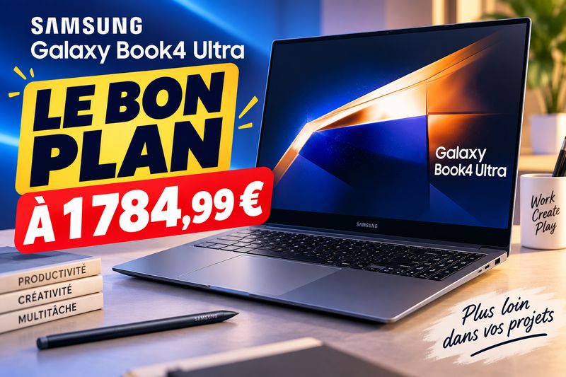 Samsung Galaxy Book4 Ultra 16 : l’AMOLED, 32 Go de RAM et la RTX 4050 tombent à 1 784,99 €