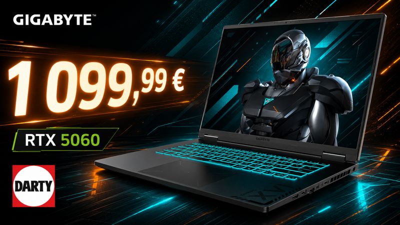 Le Gigabyte A16 avec RTX 5060 tombe à 1 099,99 € : un 16 pouces gaming bien armé pour jouer en Full HD+