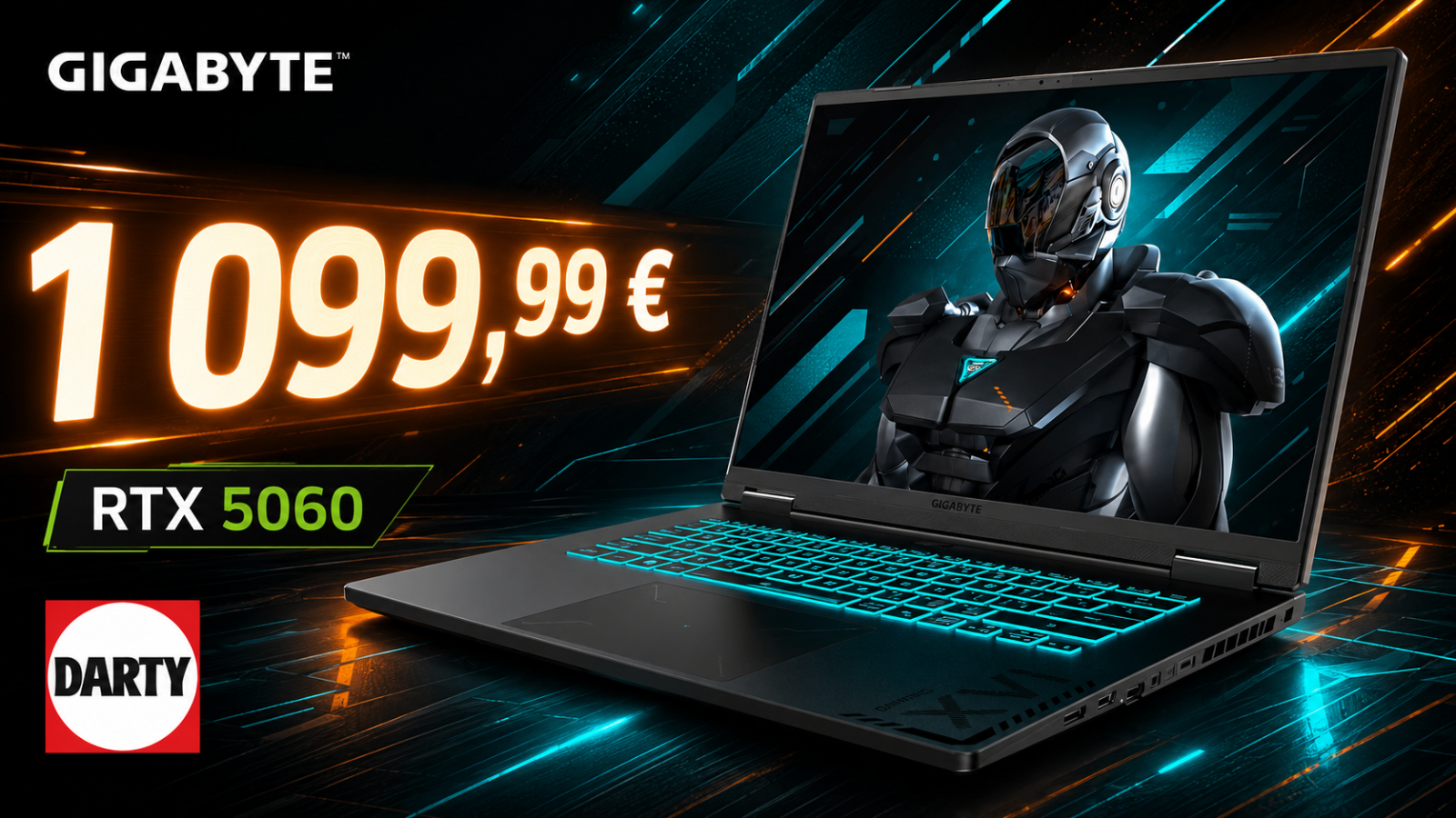 Le Gigabyte A16 avec RTX 5060 tombe à 1 099,99 € : un 16 pouces gaming bien armé pour jouer en Full HD+