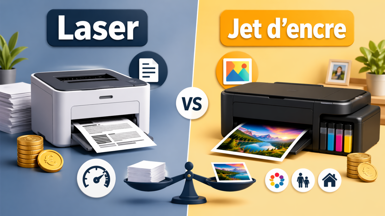 Imprimante laser ou jet d’encre : laquelle coûte vraiment moins cher selon l’usage ?