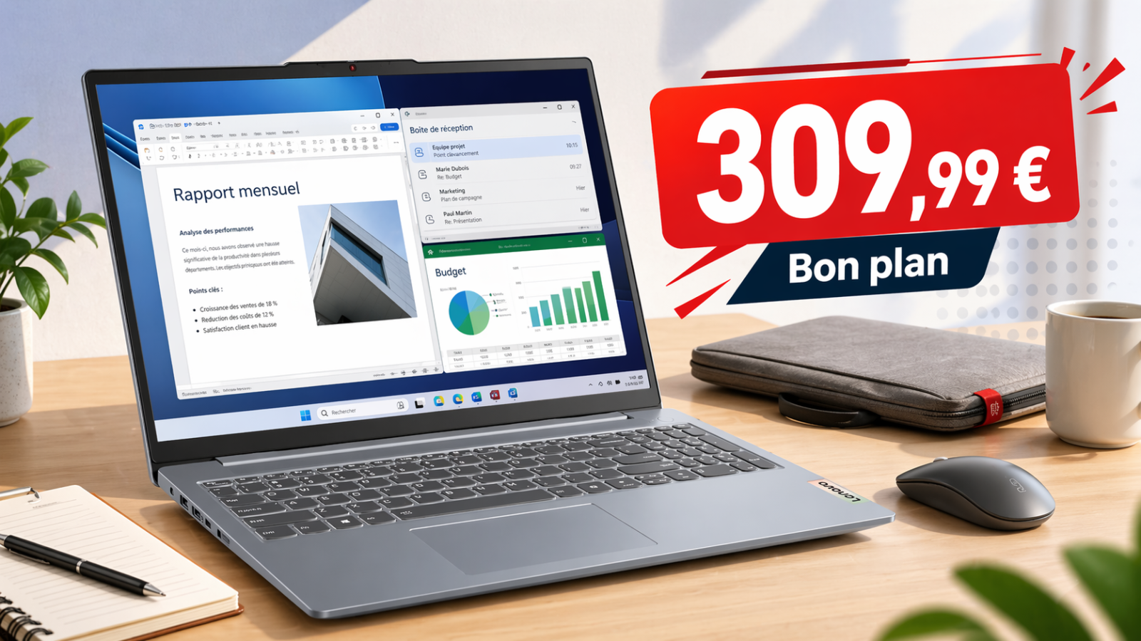 Le Lenovo IdeaPad 3 15ITN9 passe à 309,99 € : un 15,6 pouces simple et utile pour la bureautique