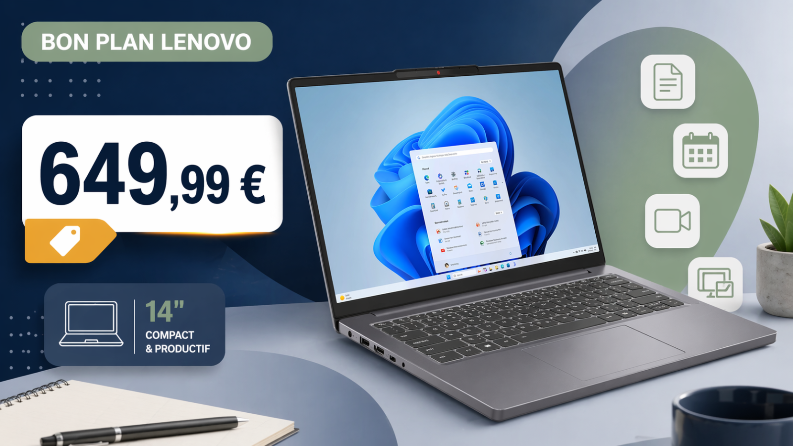 Lenovo IdeaPad Slim 3 14IRH10 : un Core i7 14 pouces à 649,99 €, le bon plan malin pour travailler sans viser le haut de gamme