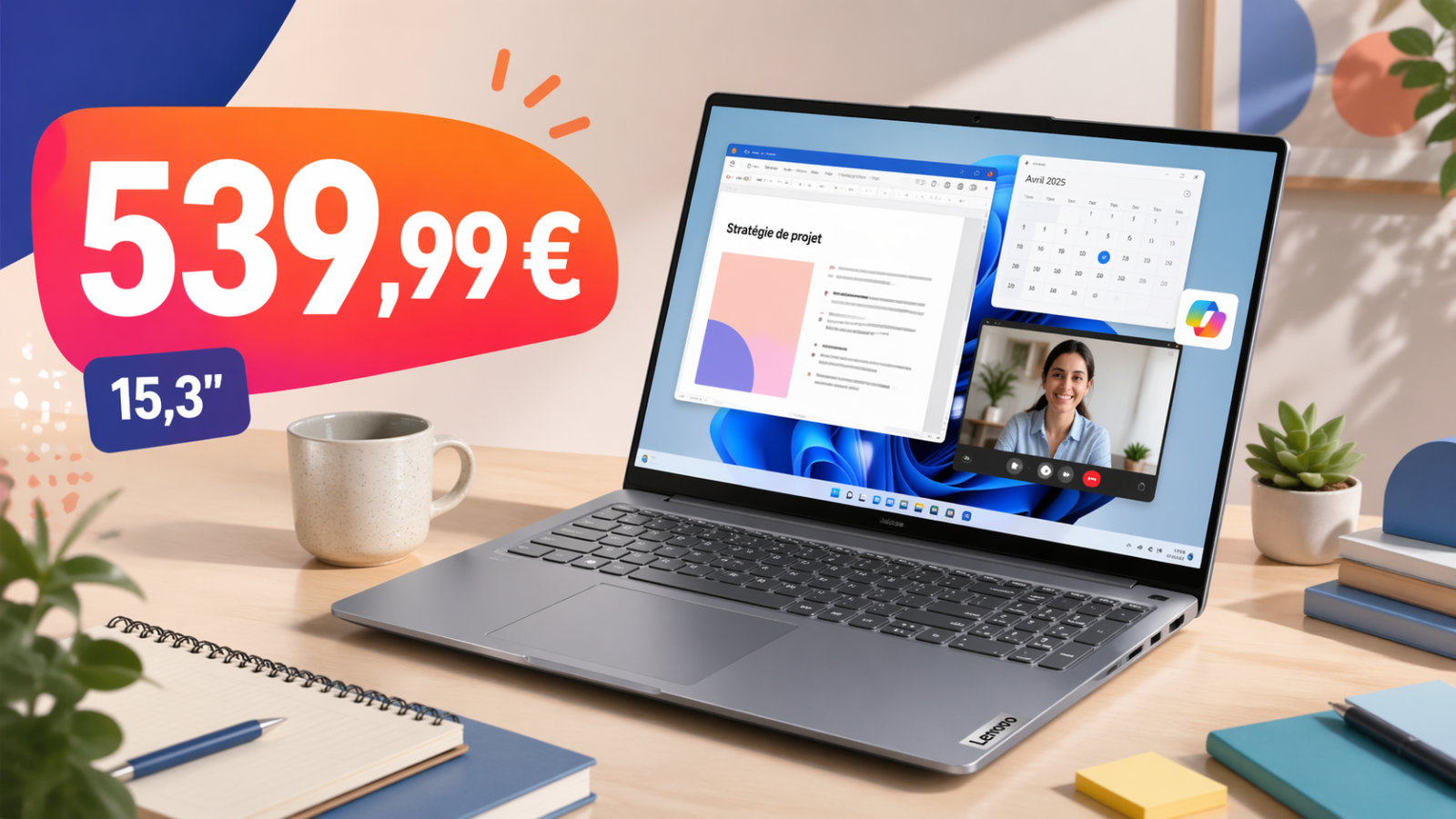Le Lenovo IdeaPad Slim 3 15Q8X10 passe à 539,99 € : un 15,3 pouces Copilot+ bien placé pour travailler sans exploser le budget