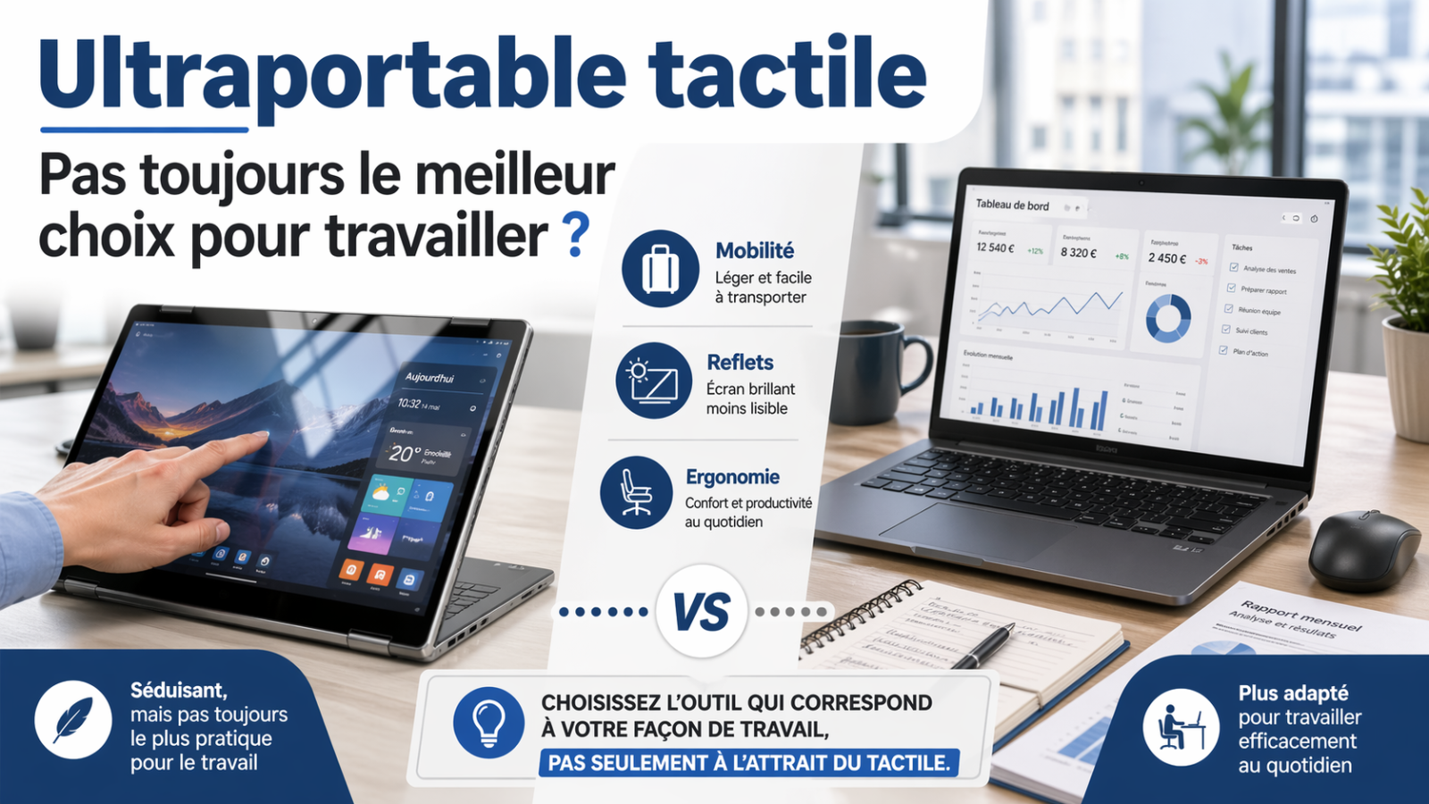 Pourquoi un ultraportable tactile n’est pas toujours le meilleur choix pour travailler