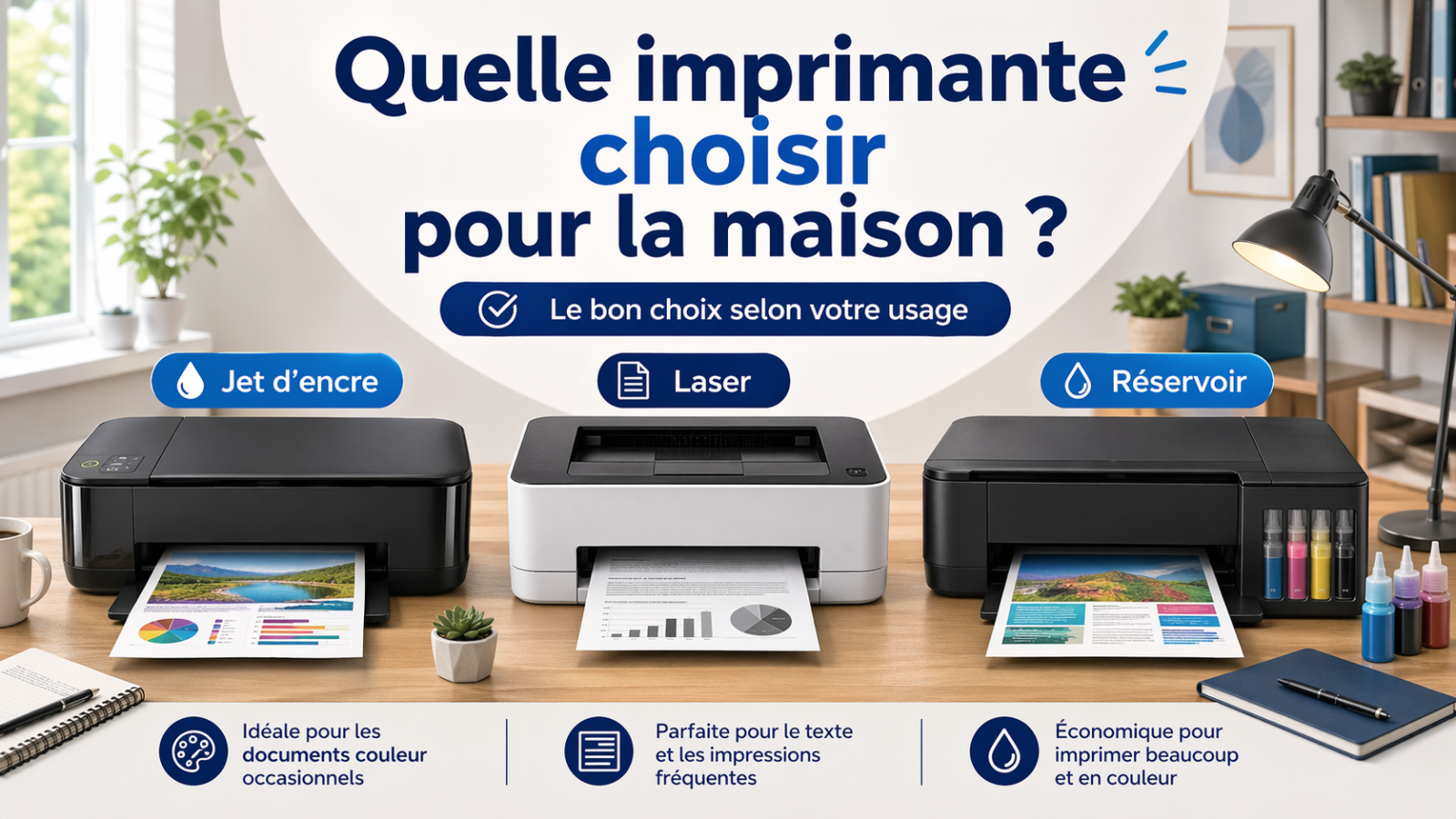 Quelle imprimante choisir pour la maison sans se tromper entre jet d’encre, laser et réservoir ?