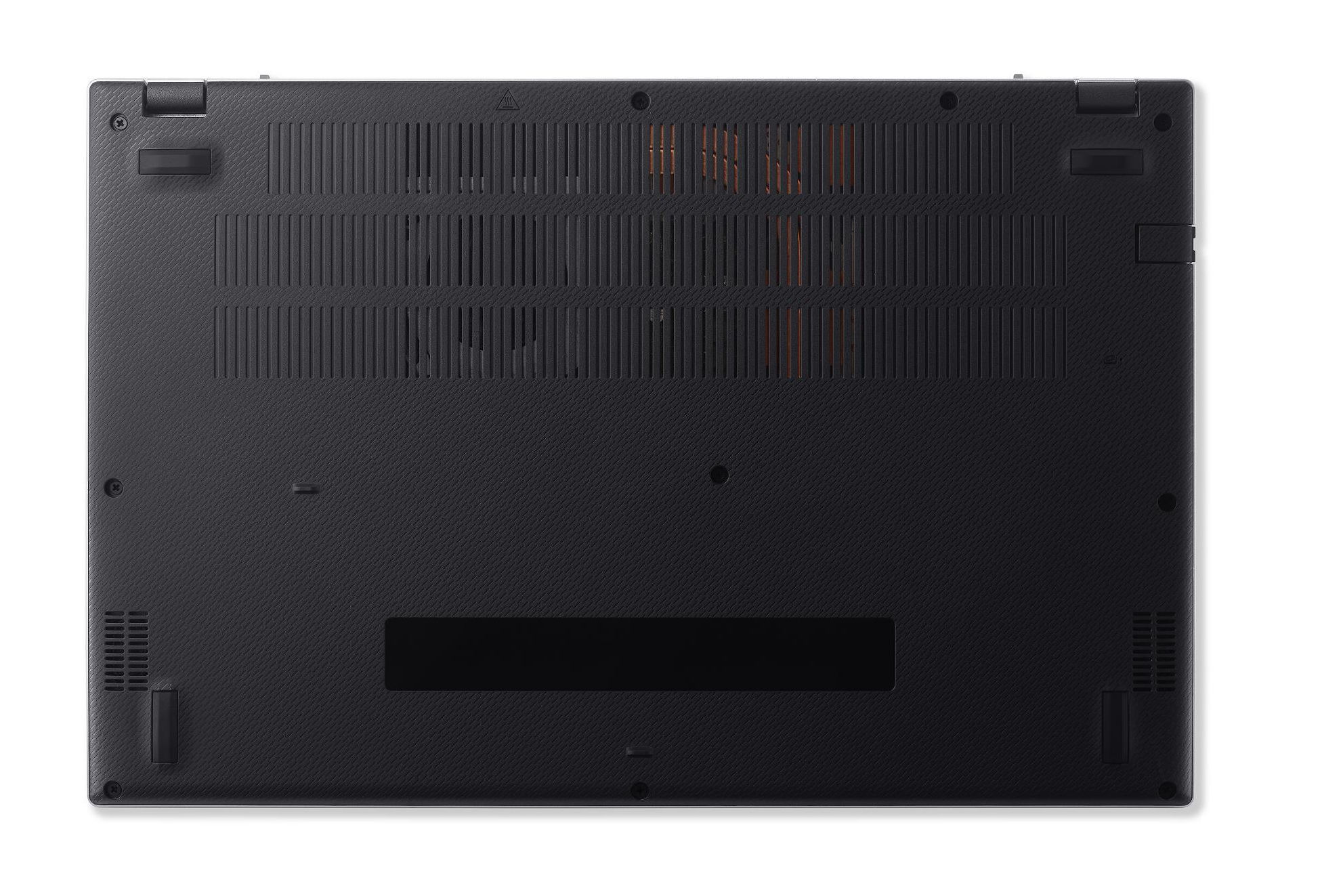 Système de ventilation et châssis inférieur de l’Acer Aspire Go 15 AG15-42P-R2SE Dessous de l’Acer Aspire Go 15 AG15-42P-R2SE avec grilles de ventilation