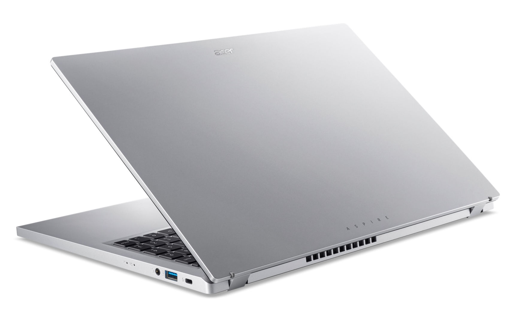 Design argenté de l'Acer Aspire Go 15 AG15-32P-33L3 Capot arrière argent de l'Acer Aspire Go 15 AG15-32P-33L3 partiellement ouvert