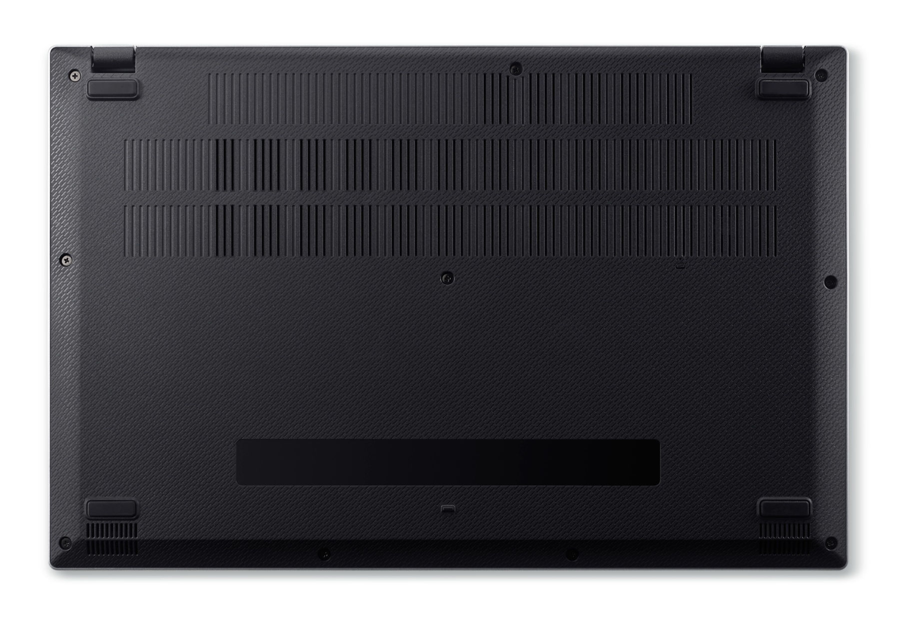 Vue du dessous de l'Acer Aspire Go 15 AG15-32P-33L3 Dessous du châssis de l'Acer Aspire Go 15 AG15-32P-33L3 avec grilles de ventilation