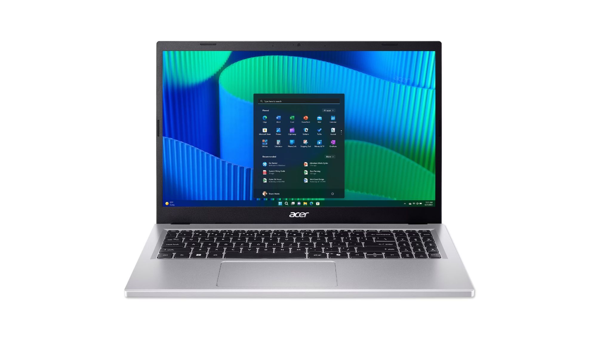 Acer Extensa EX215-57-50XB vu de face avec clavier complet Acer Extensa EX215-57-50XB vu de face avec clavier complet