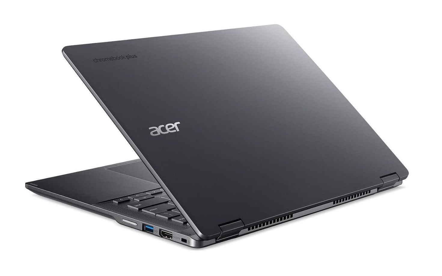 Châssis en aluminium de l’Acer Chromebook Plus Spin CP514-4HN-35LP Vue arrière et connectique de l’Acer Chromebook Plus Spin CP514-4HN-35LP
