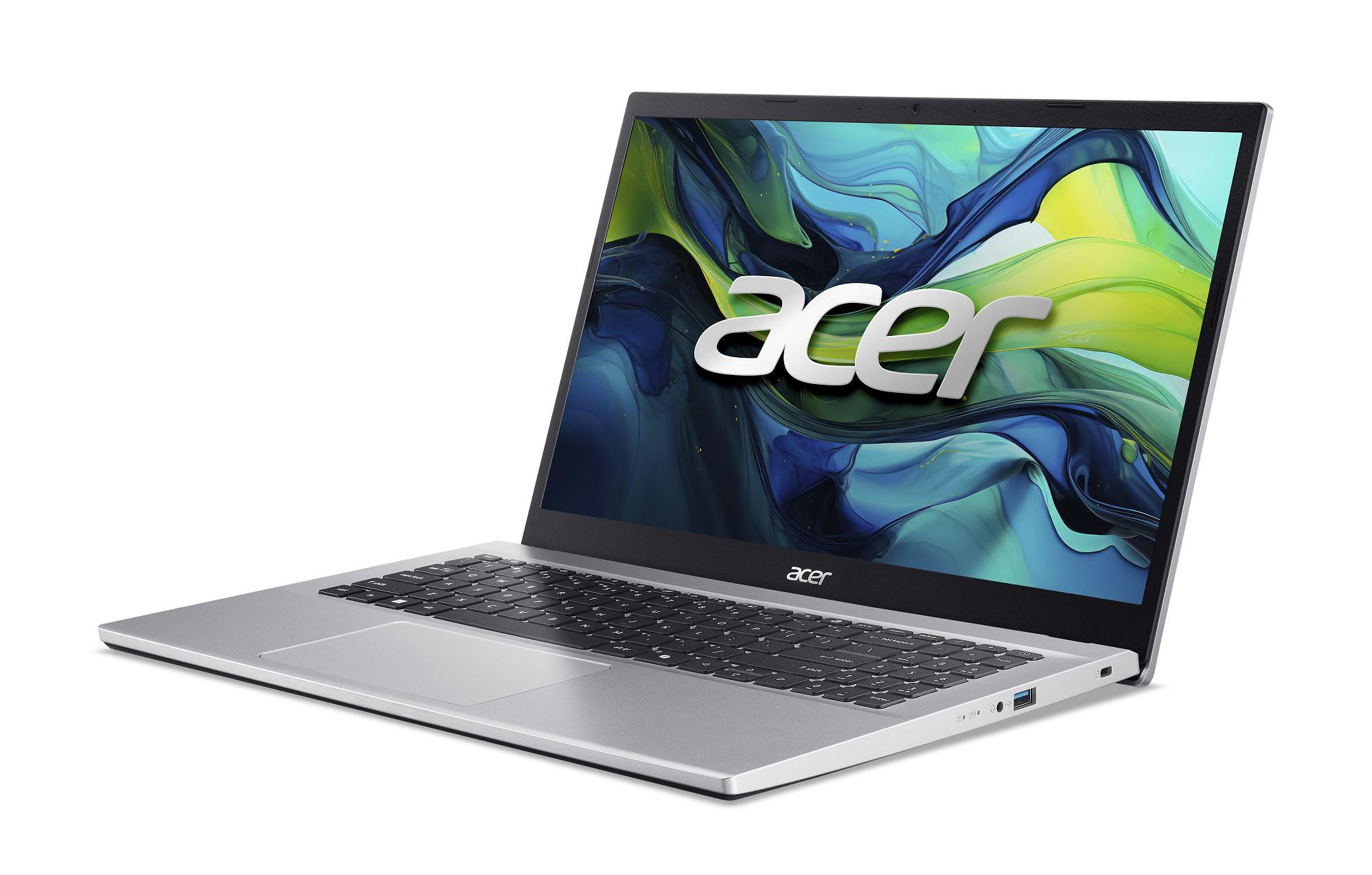 Design ouvert de l’Acer Aspire Go 15 AG15-42P-R6LD Acer Aspire Go 15 AG15-42P-R6LD ouvert sur un bureau