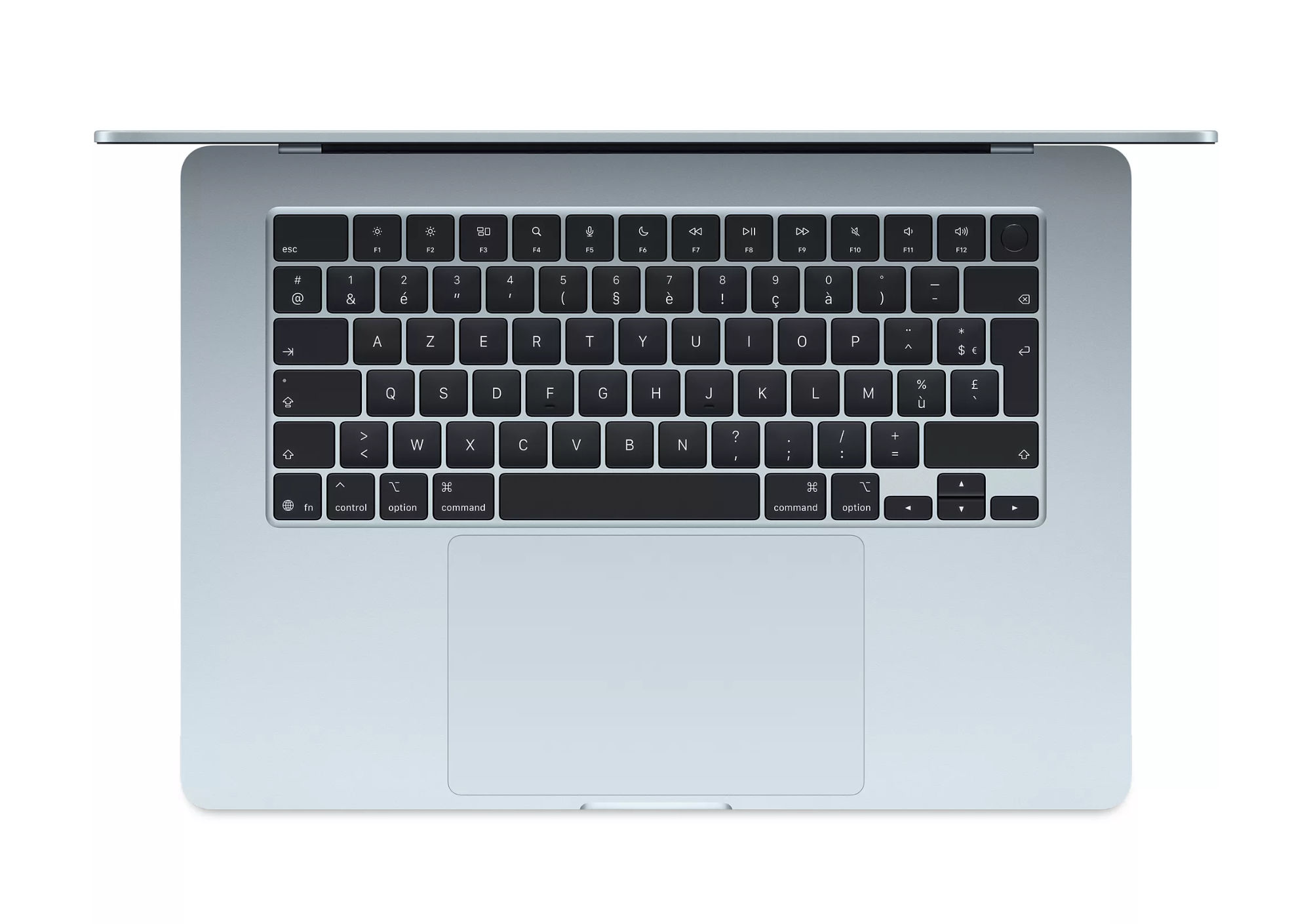 Apple MacBook Air 15,3 bleu ciel MDVQ4FN/A - vue clavier Vue clavier du Apple MacBook Air 15,3 bleu ciel MDVQ4FN/A