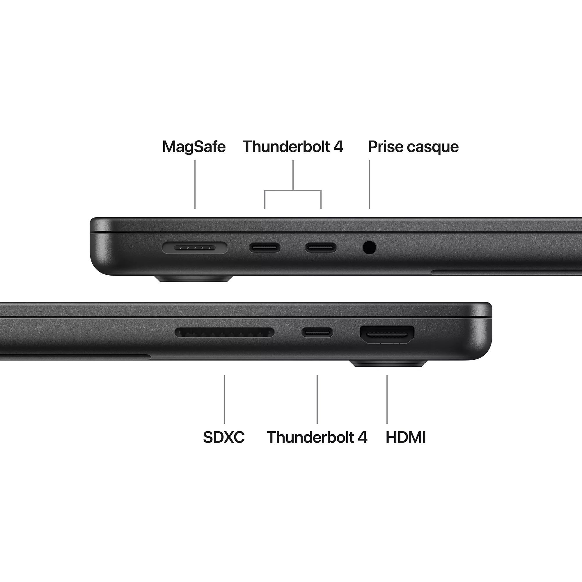 Apple MacBook Pro 14 2026 MJLW4FN/A vue latérale de la connectique Apple MacBook Pro 14 2026 MJLW4FN/A vue latérale de la connectique