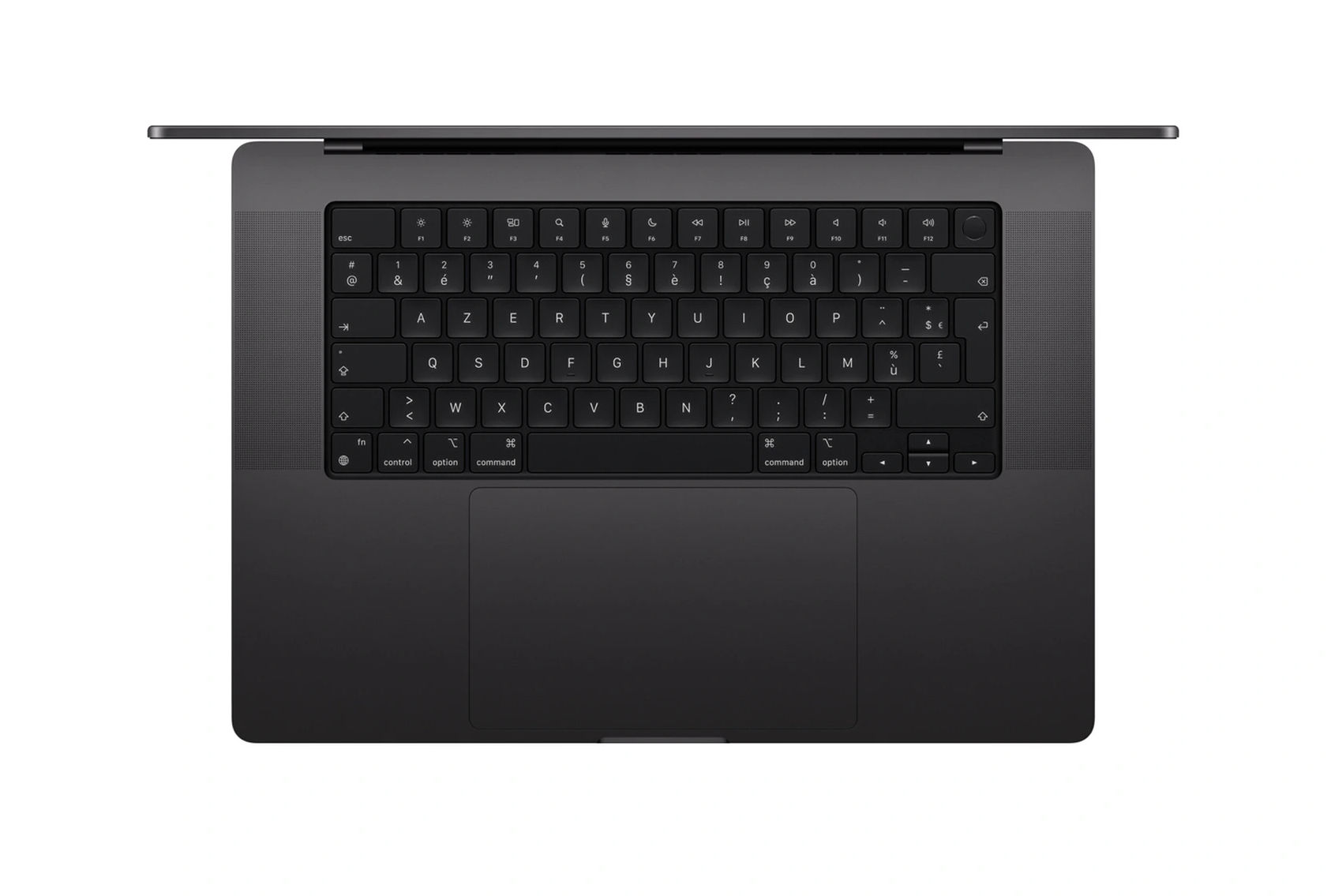 Apple MacBook Pro 16" 2026 Noir - M5 Pro (18-20c) / 24 Go / 4 To vue clavier et pavé tactile Apple MacBook Pro 16" 2026 Noir - M5 Pro (18-20c) / 24 Go / 4 To vue clavier et pavé tactile