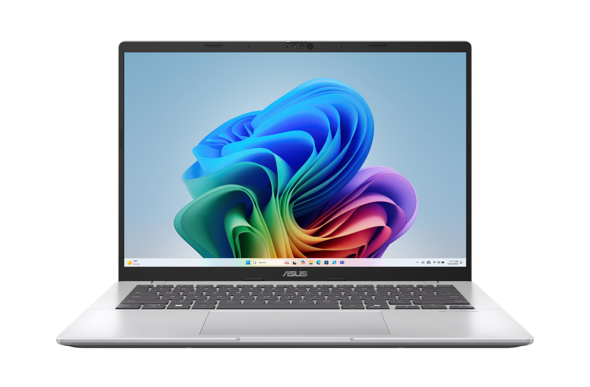 Écran 14 pouces IPS mat du Vivobook 14 S1407QA-BRUN078W, confortable pour la bureautique et la vidéo Asus Vivobook 14 S1407QA-BRUN078W vu de face avec affichage coloré