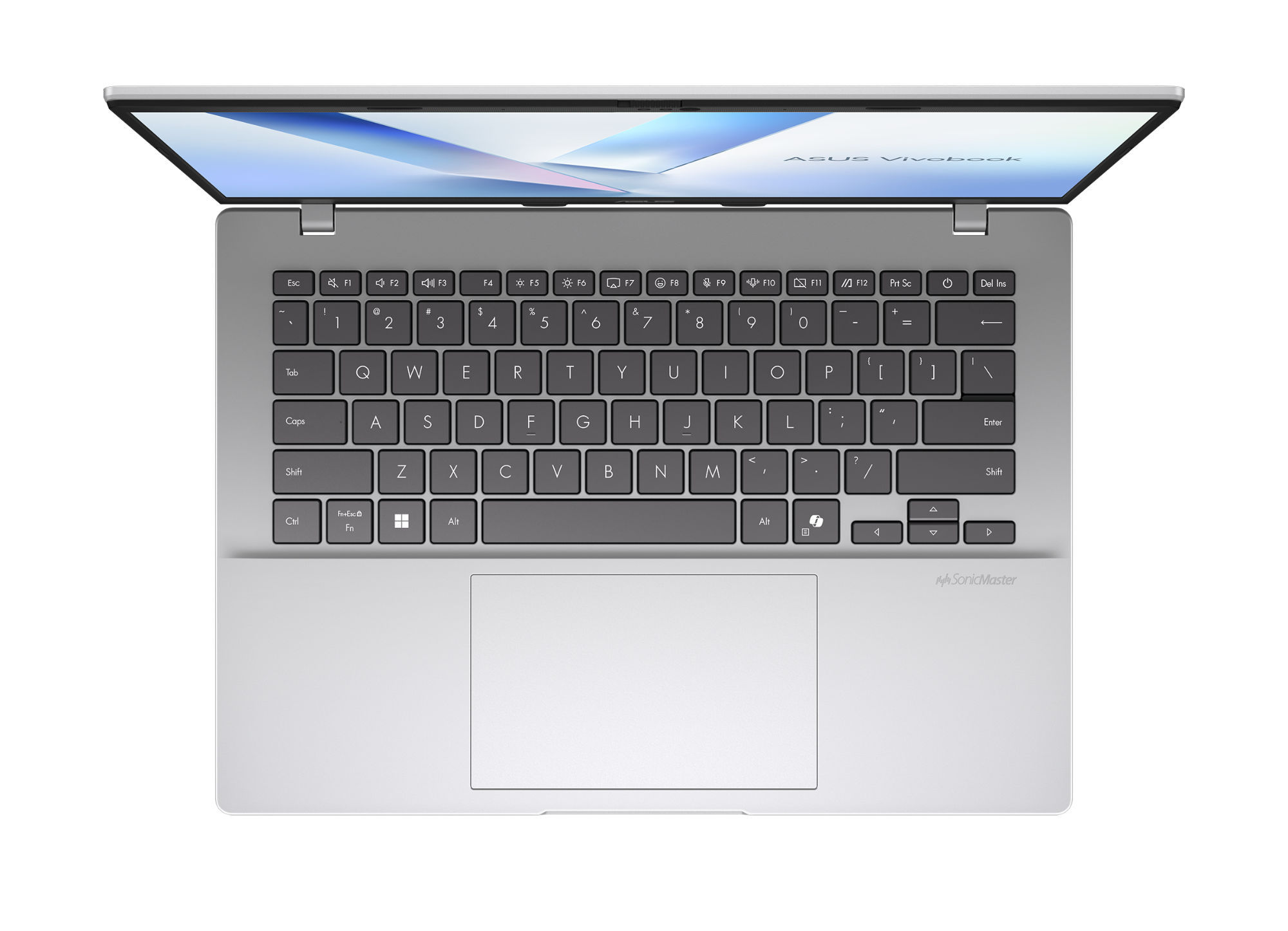Clavier AZERTY rétroéclairé et large touchpad du Vivobook 14 S1407QA-BRUN078W Vue du dessus du clavier du Vivobook 14 S1407QA-BRUN078W