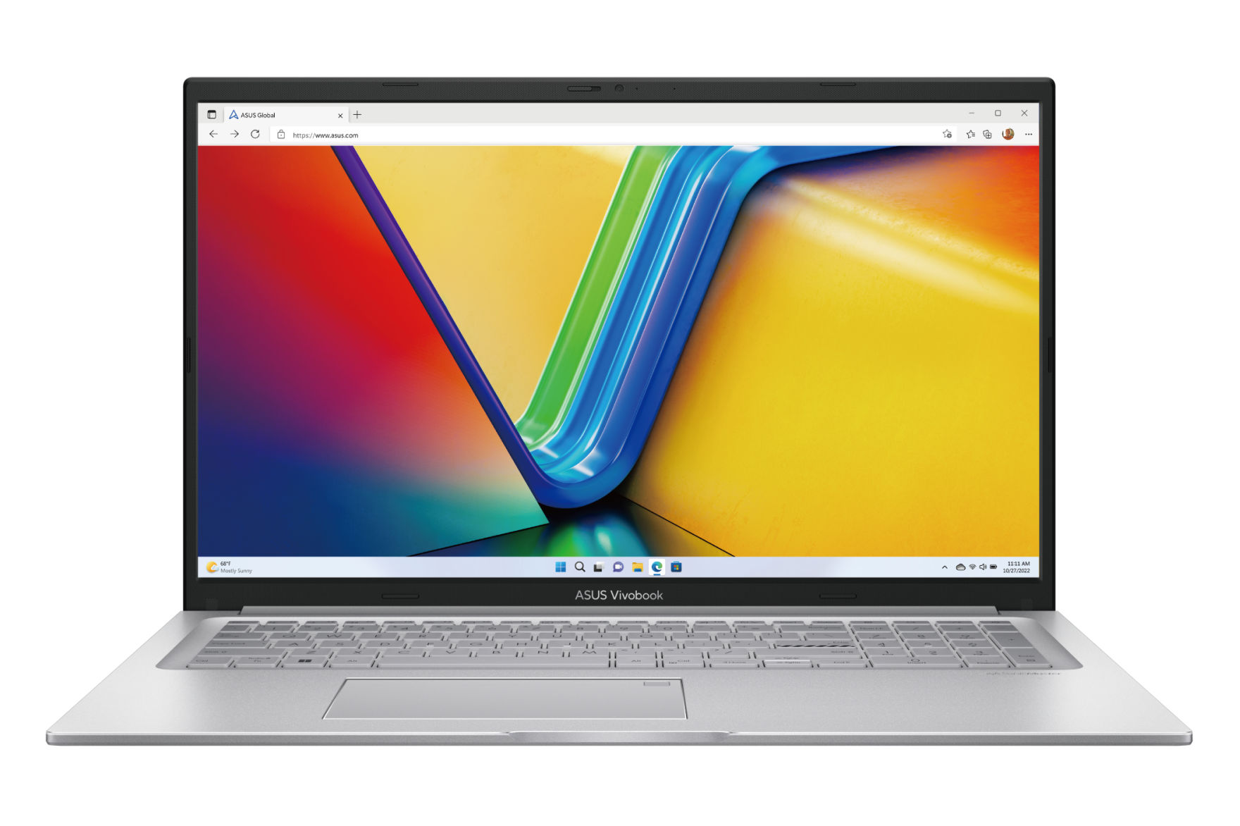 Asus Vivobook 17 X1704VA-DRFAU918W : grand écran 17,3 pouces Full HD pour le confort de lecture Asus Vivobook 17 X1704VA-DRFAU918W vu de face avec écran 17,3 pouces